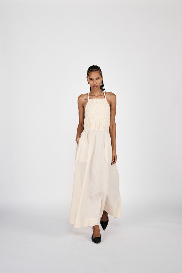 Cylle - Poplin elastic dress I Champagne