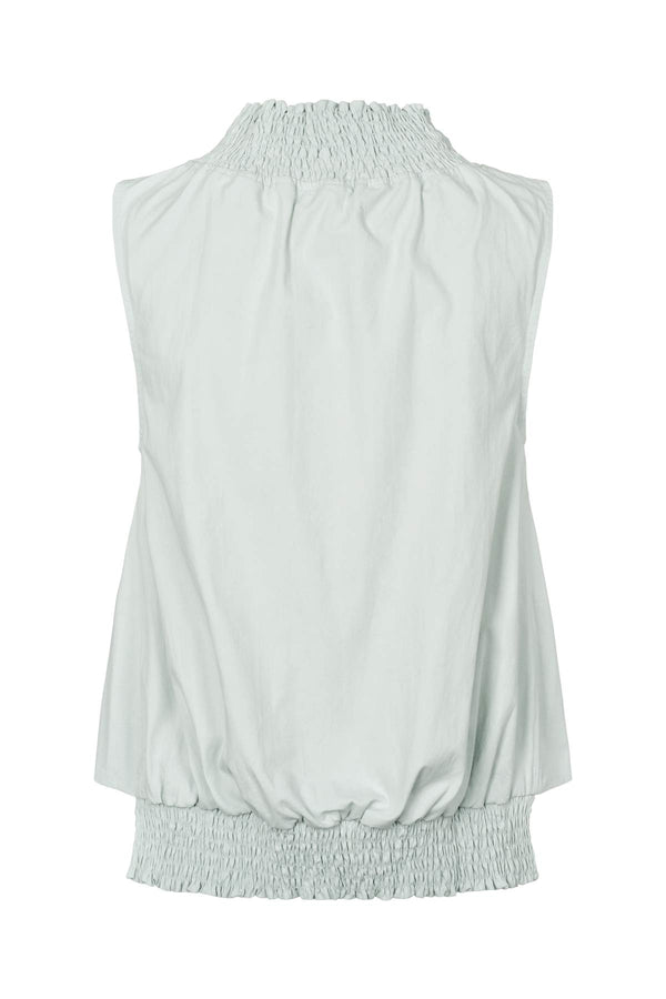 Fiola - Poplin heavy shirring top I Sky blue