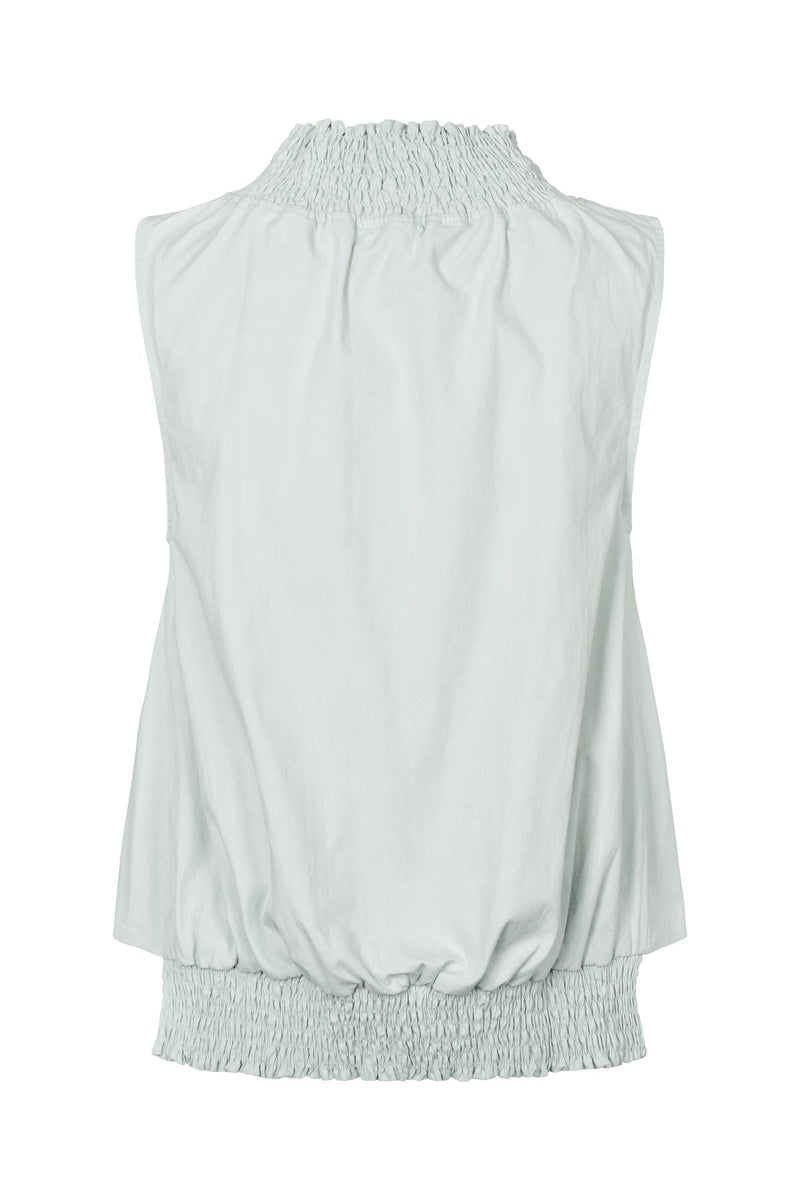 Fiola - Poplin heavy shirring top I Sky blue