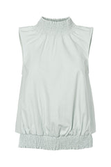 Fiola - Poplin heavy shirring top I Sky blue