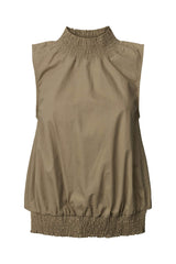 Fiola - Poplin heavy shirring top I Dry bark