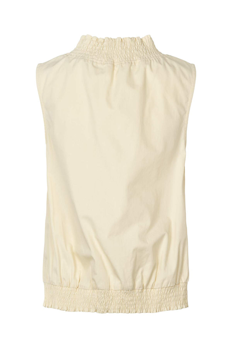 Fiola - Poplin heavy shirring top I Champagne