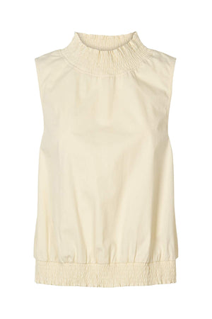 Fiola - Poplin heavy shirring top I Champagne