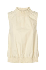 Fiola - Poplin heavy shirring top I Champagne