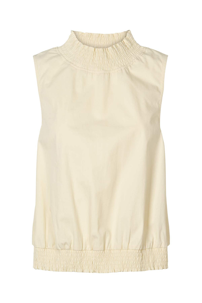 Fiola - Poplin heavy shirring top I Champagne