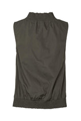 Fiola - Poplin heavy shirring top I Pirate black
