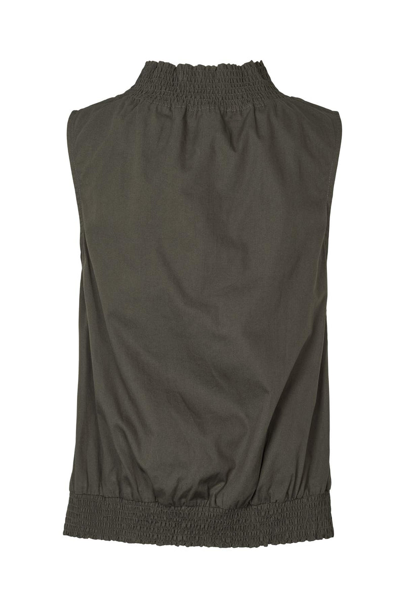 Fiola - Poplin heavy shirring top I Pirate black