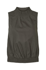 Fiola - Poplin heavy shirring top I Pirate black