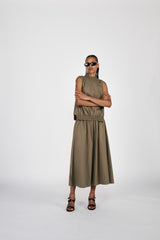 Guri - Poplin heavy full skirt I Dry bark