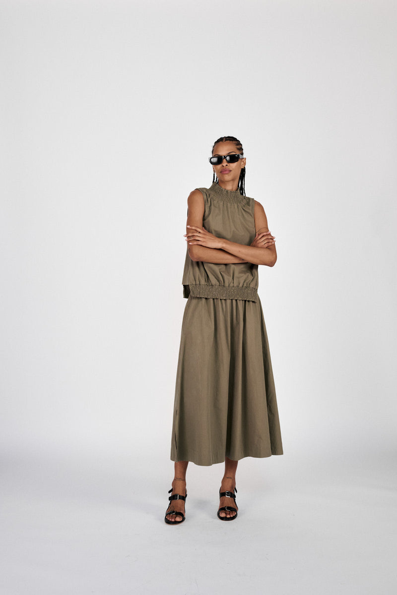 Guri - Poplin heavy full skirt I Dry bark