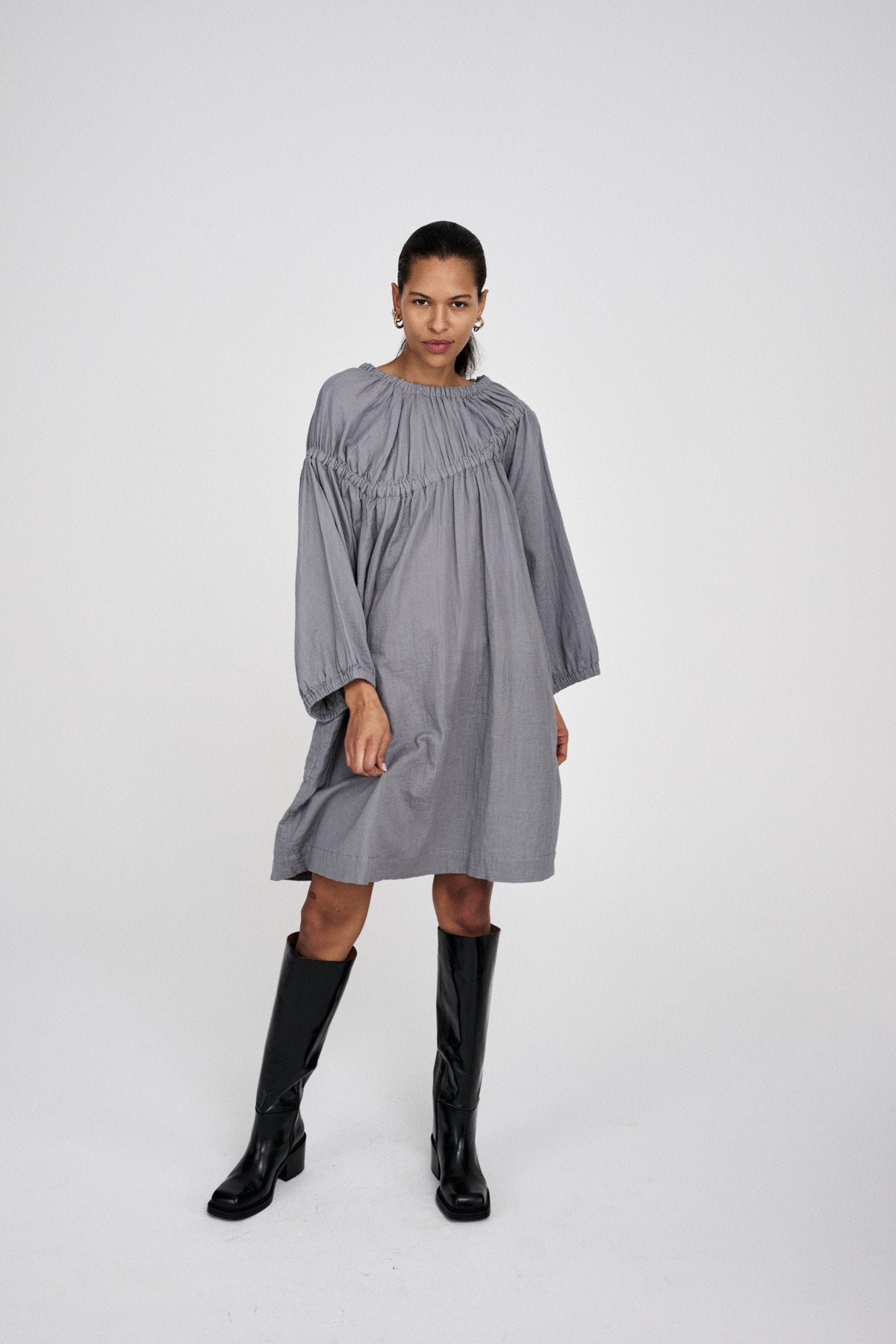 Mae - Cotton dbl elasticated dress I Black