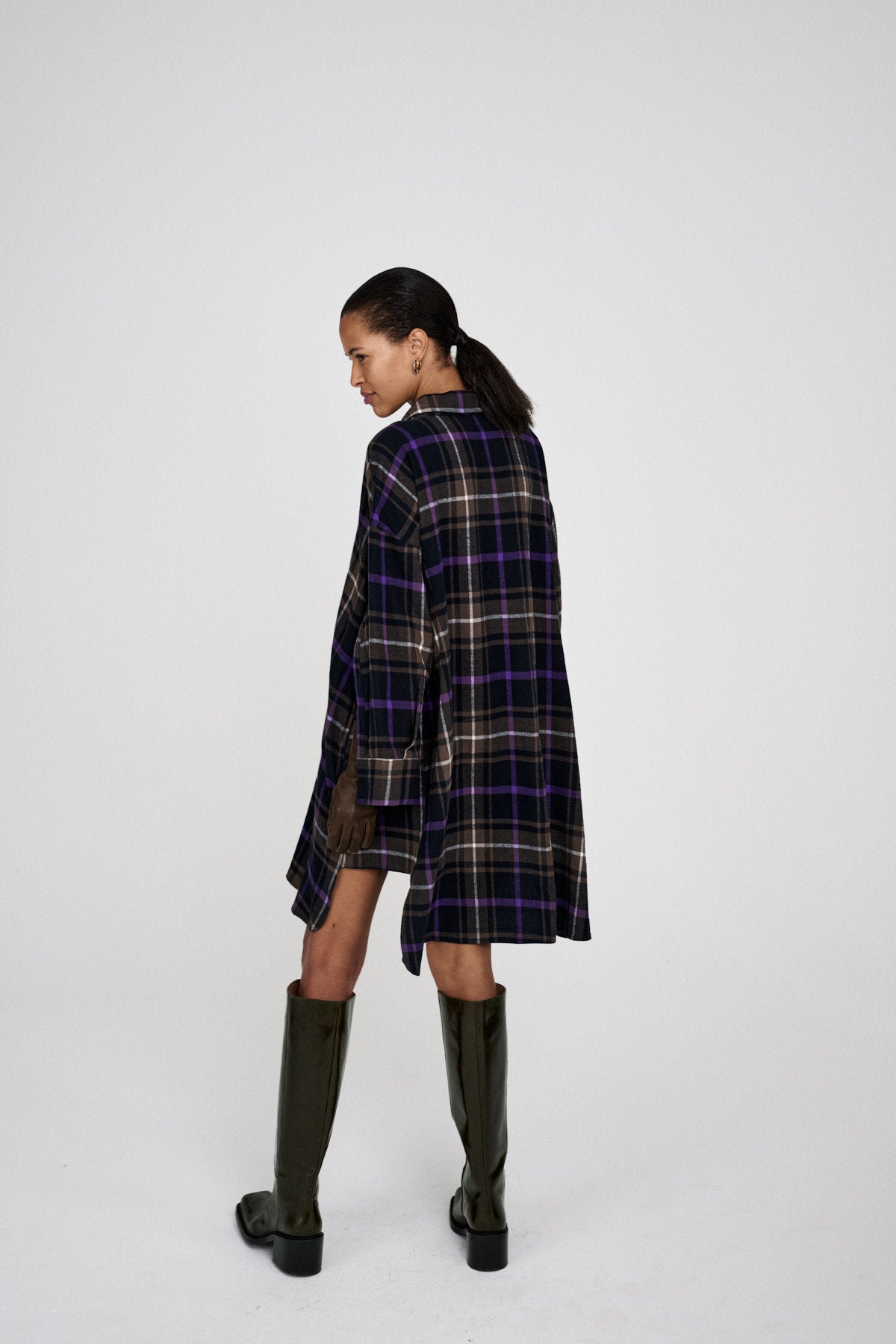 Hardis - Giant check kaftan I Purple check combo