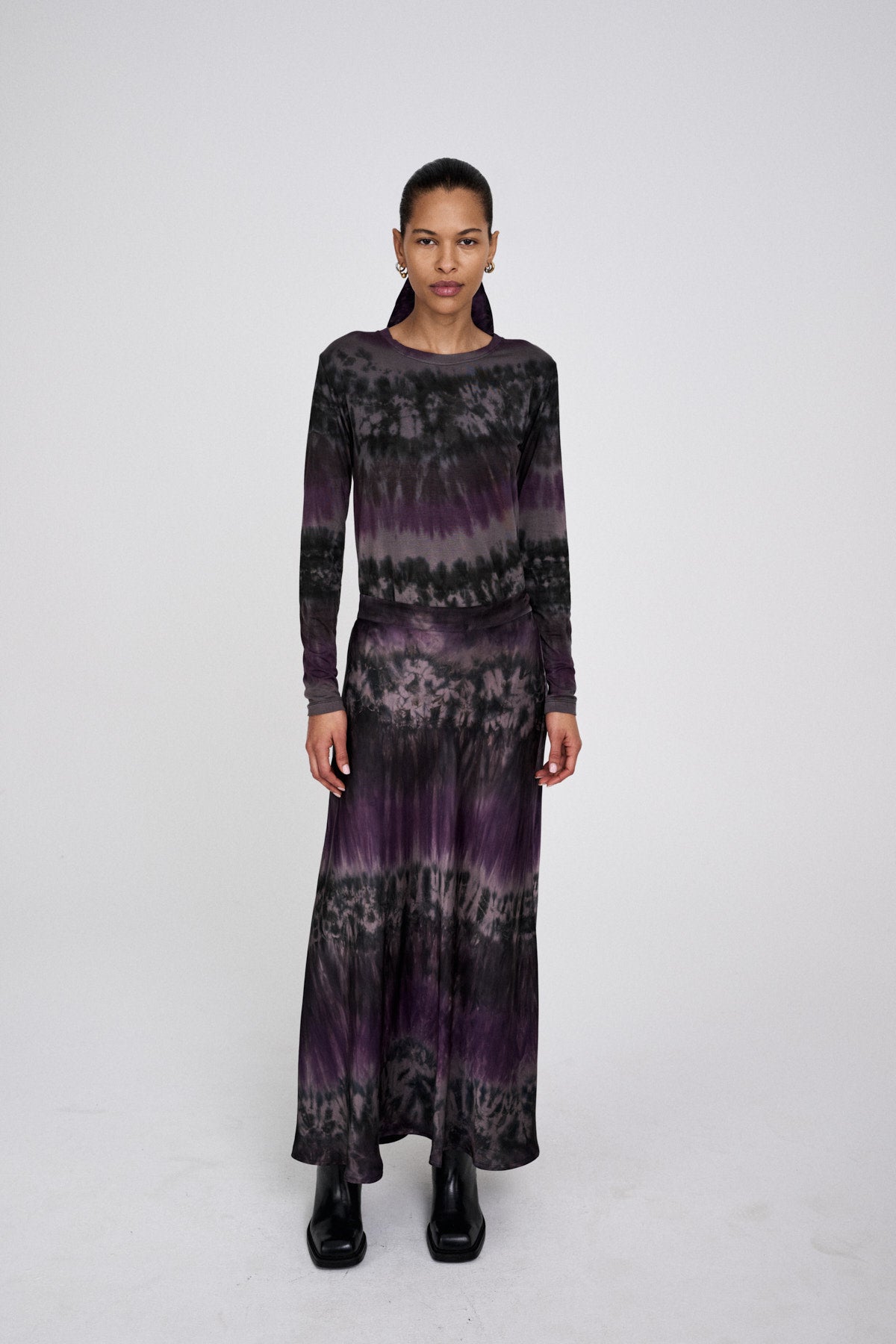 Willie - Arizona long A-line skirt I Purple combo