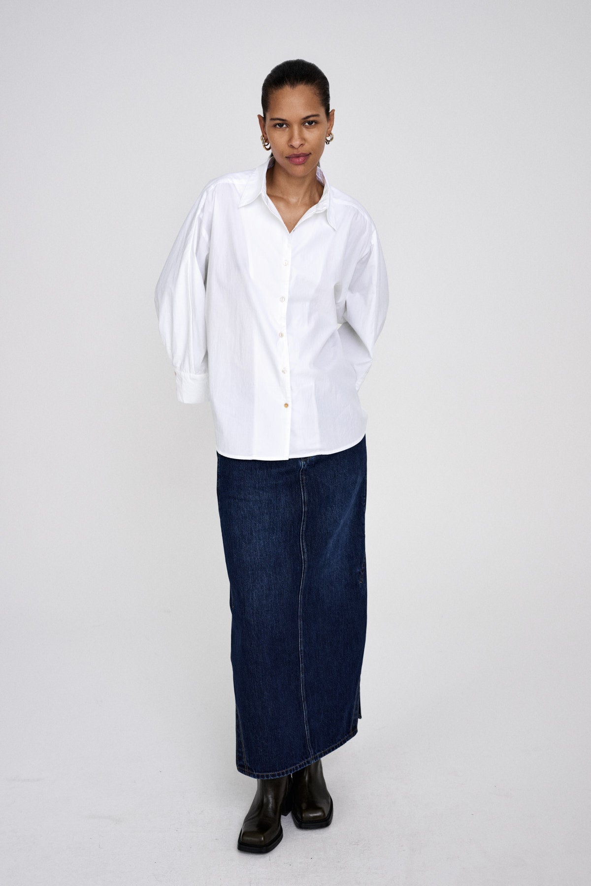 Chloe - Poplin full shirt I Pirate black
