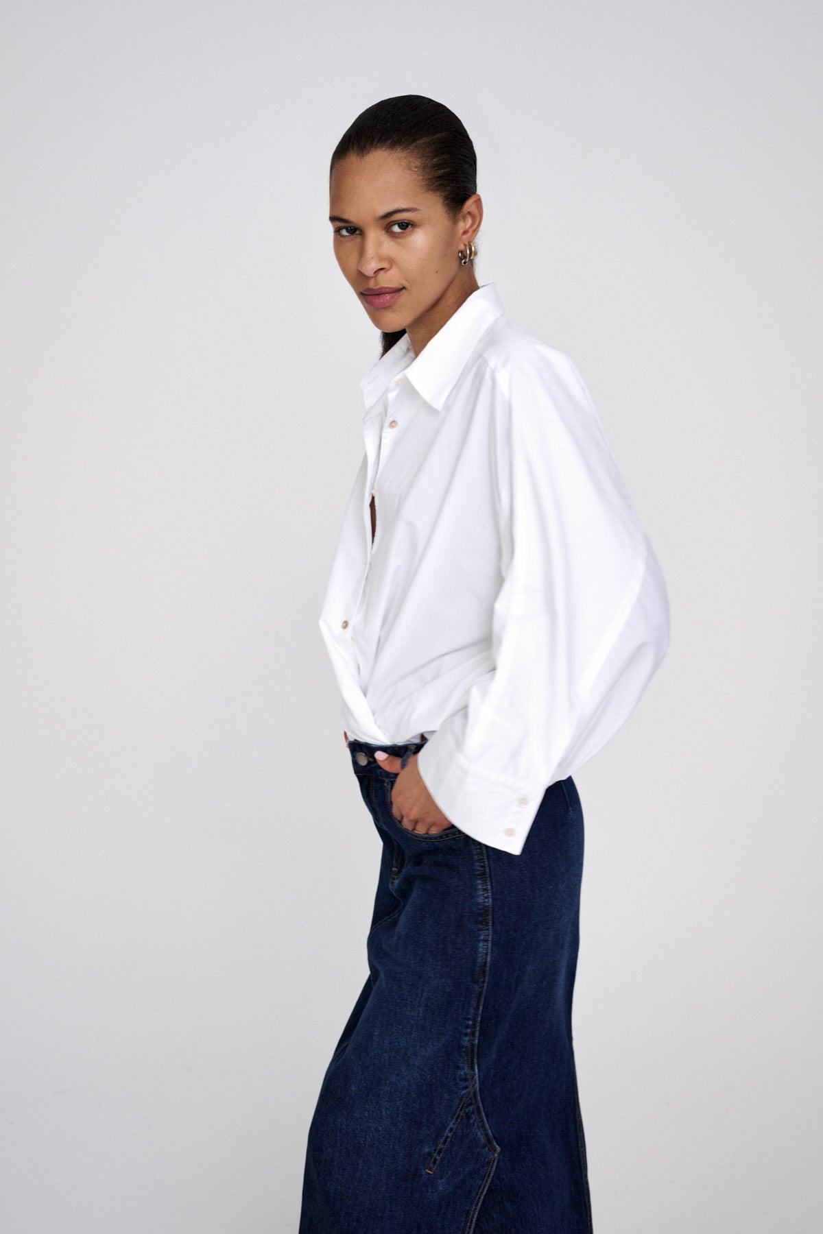 Chloe - Poplin full shirt I Pirate black