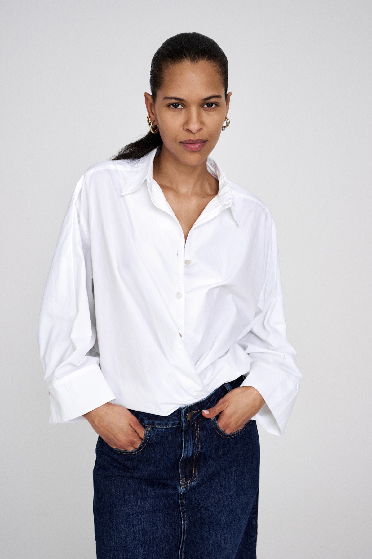 Chloe - Poplin full shirt I Pirate black