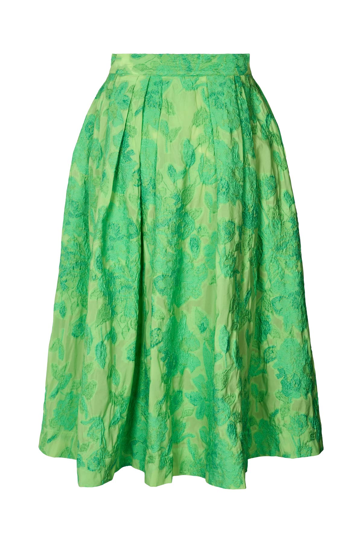 Bisharo - Clipped jacquard full skirt I Viper green