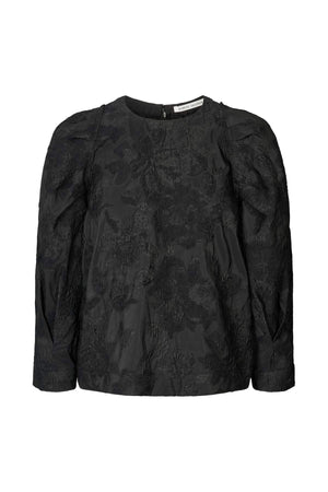 Peyton - Clipped jacquard blouse I Pirate black
