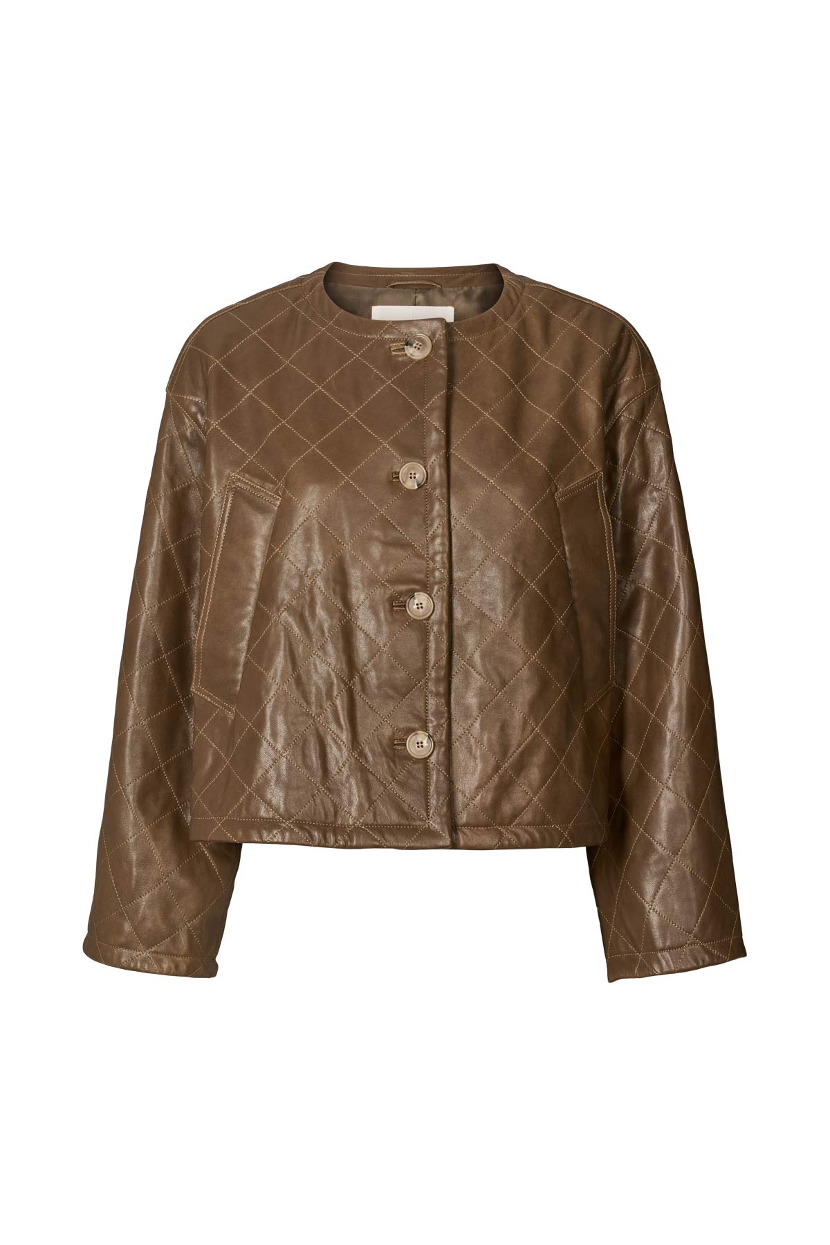 Berra - Quilted leather jacket I Olive
