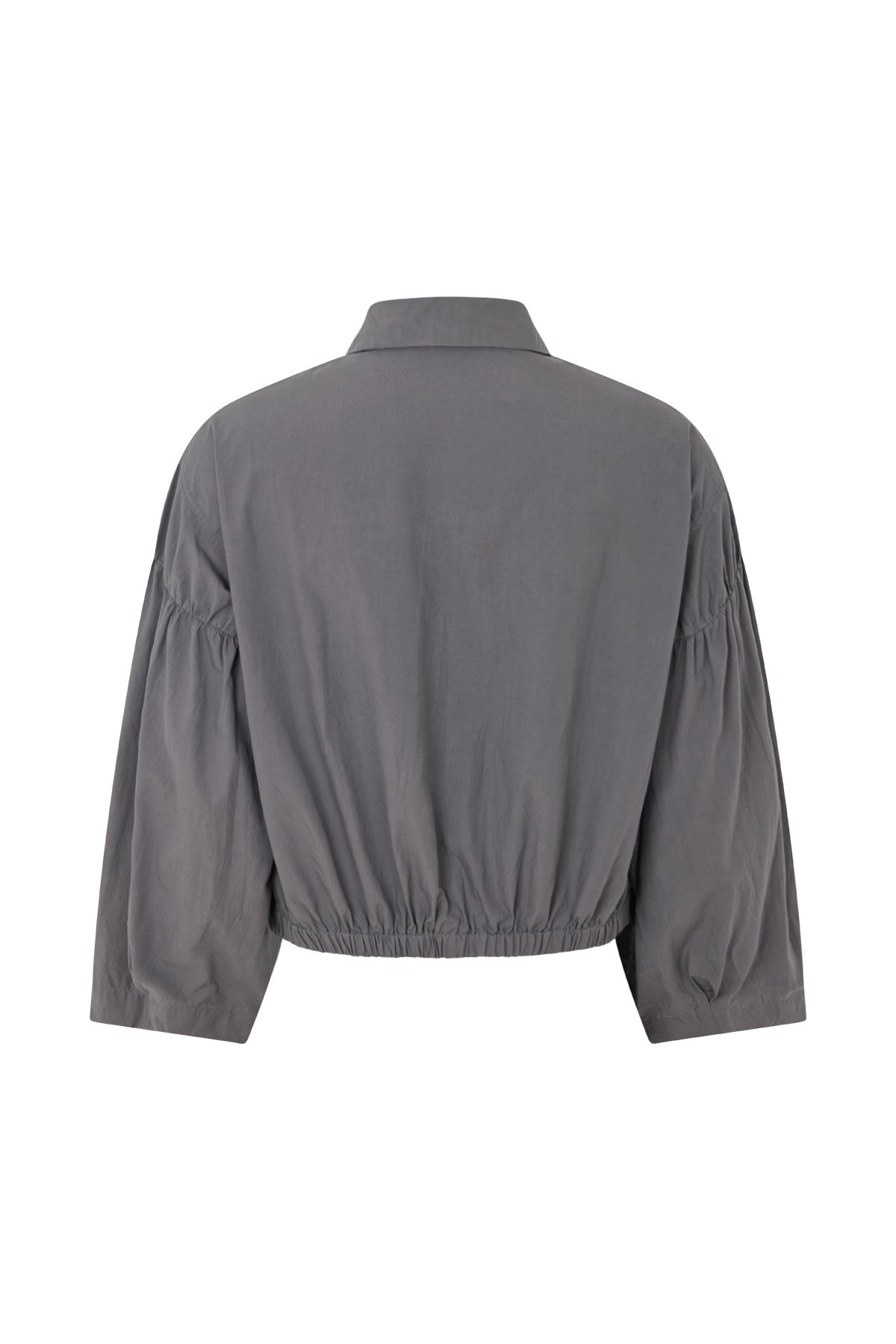 Veda - Poplin shirt box pleat sleeve I Dark grey