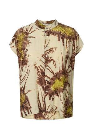 Heva - Sea urchin button blouse I Chartreuse combo