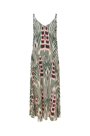 Annebeth - Ikat V-dress I Forest pink sand