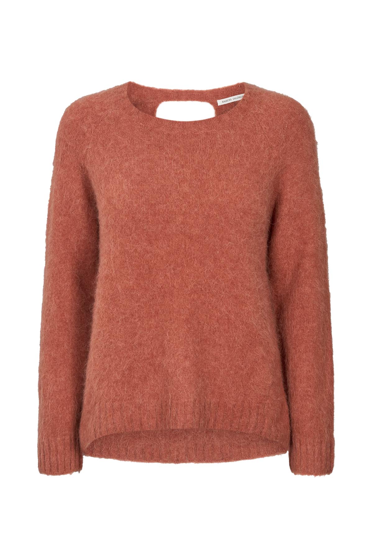 Dinea - Fluffy knit open back sweater I Redwood