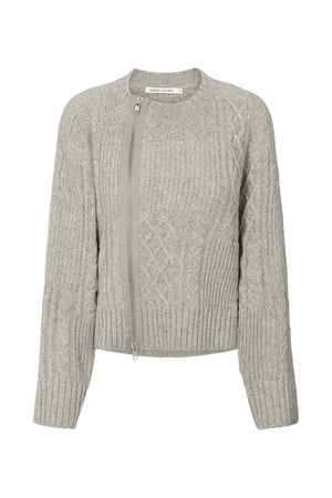 Luka - Patchwork knit cardigan I Light grey melange
