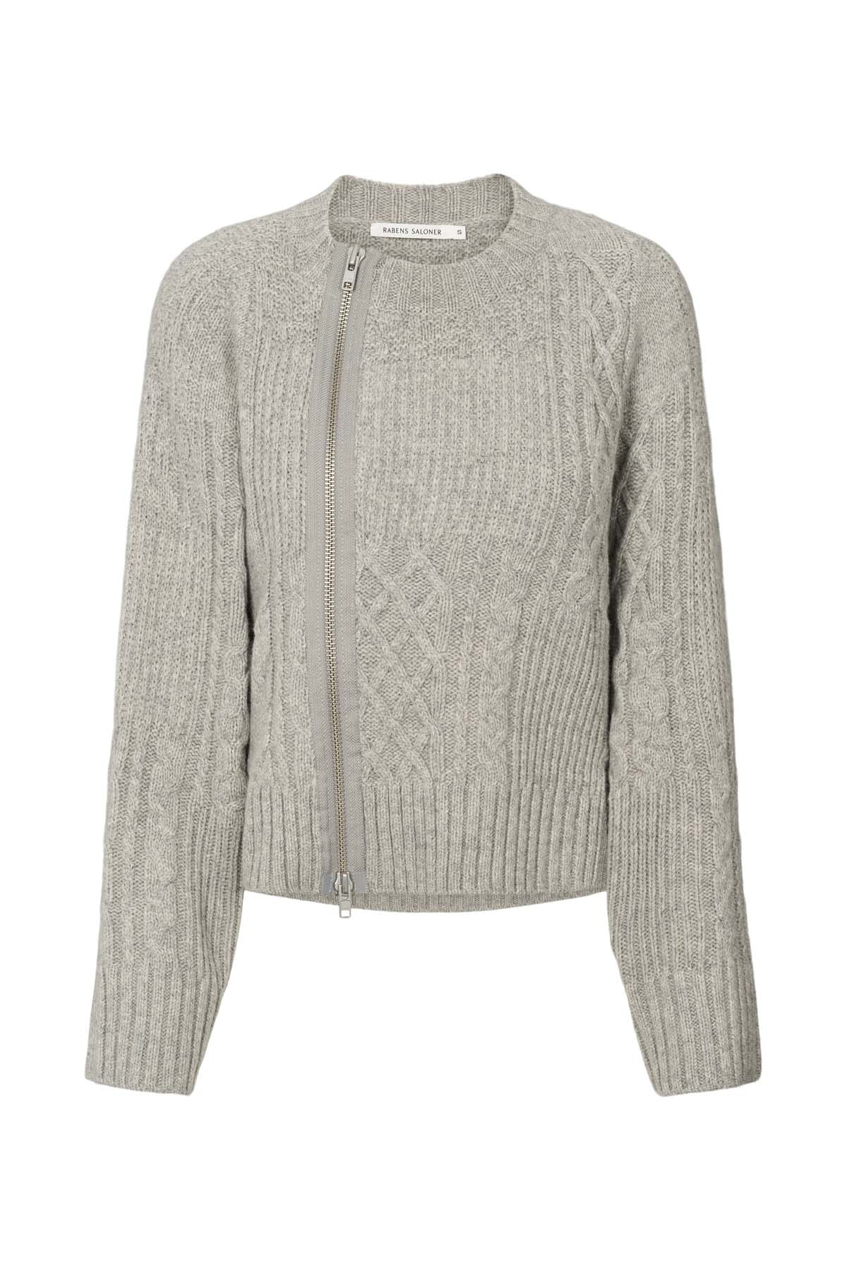 Luka - Patchwork knit cardigan I Light grey melange