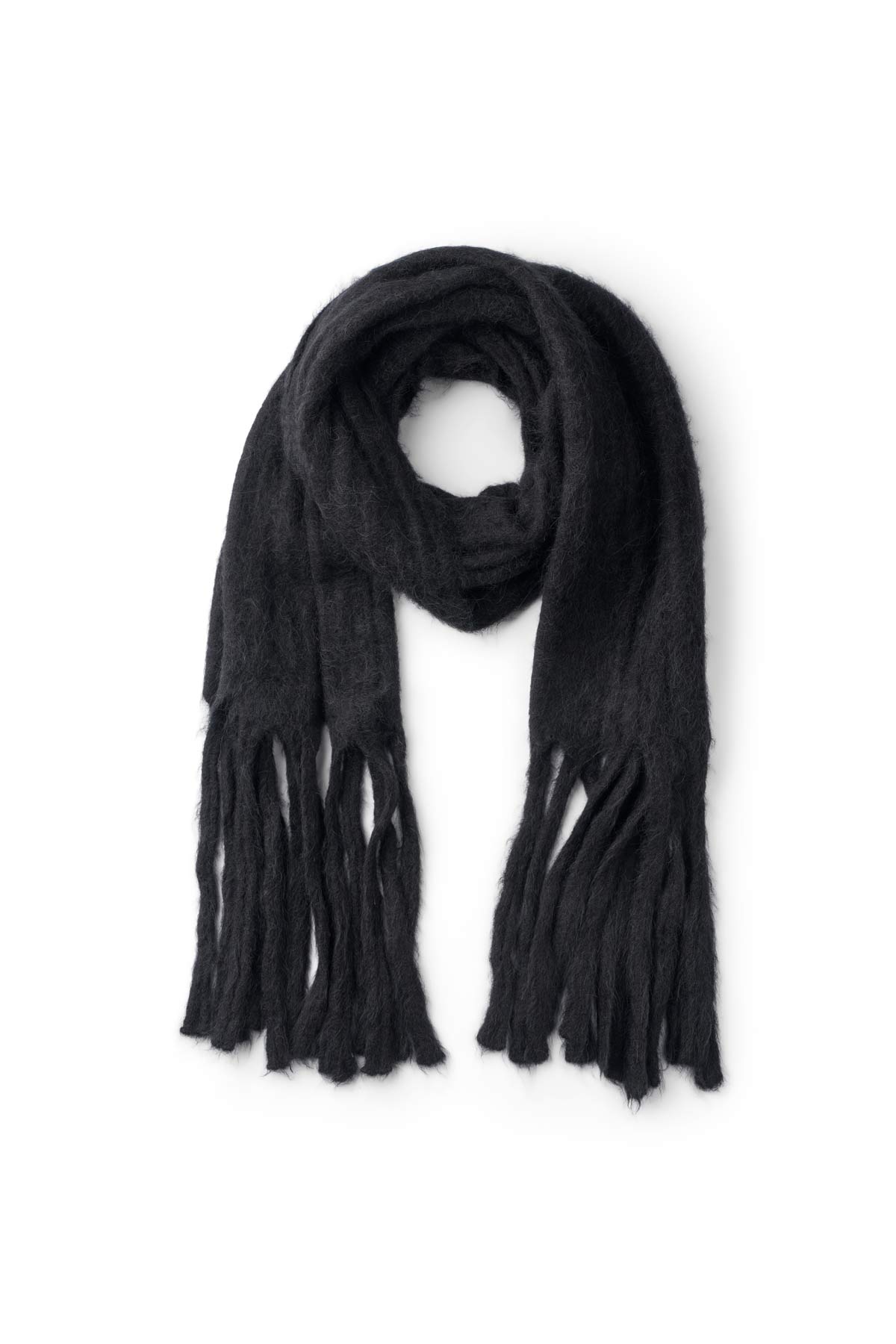 Emillia - Fluffy knit scarf I Black