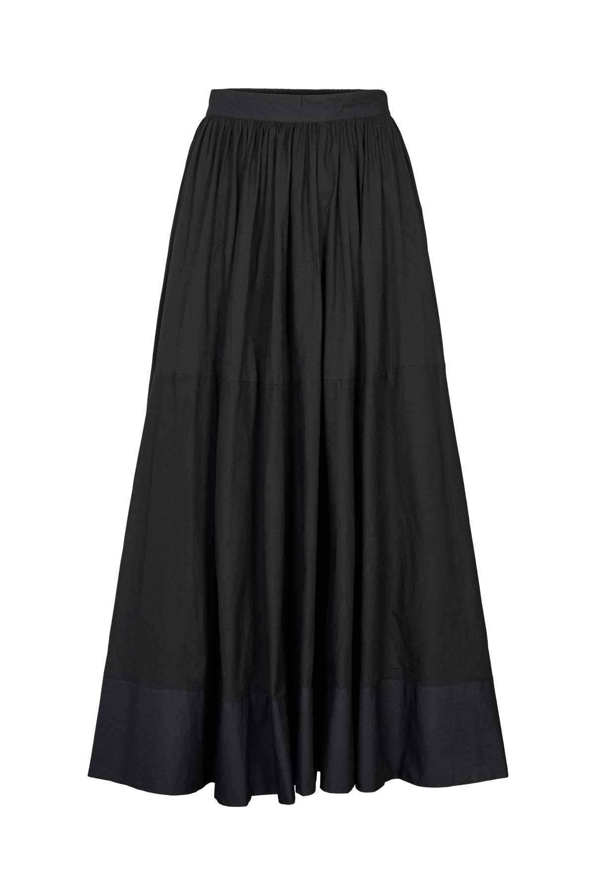 Dema - Poplin full layered skirt I Black