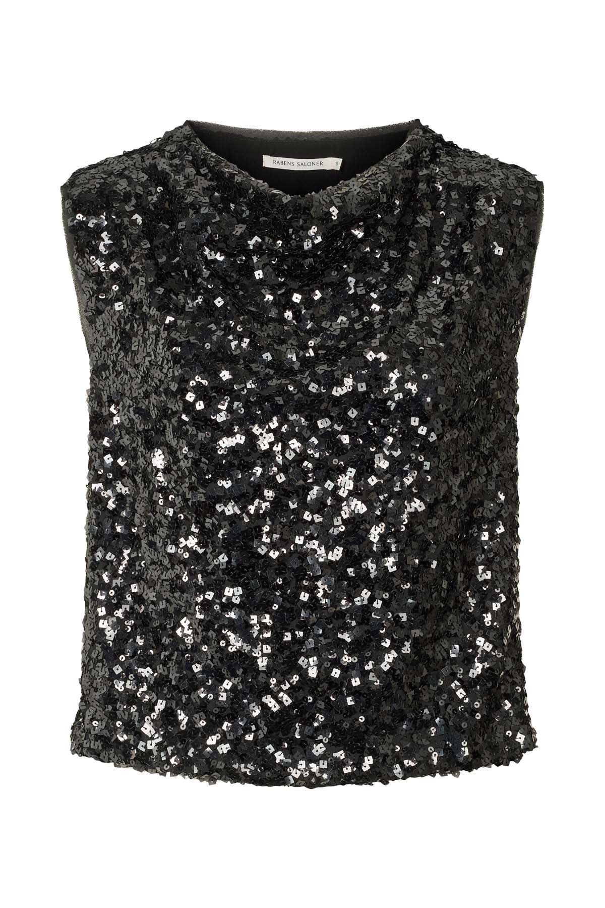 Inesa - Sequin halter top I Black