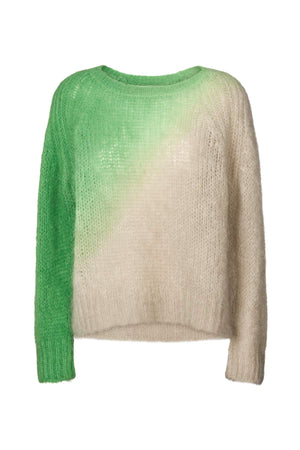 Jasmin - Cross dye boxy sweater I Vibrant green pelican combo