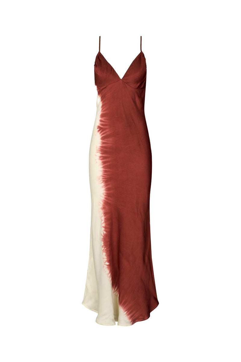 Gyta - Coastal ruched bust bias dress I Burgundy chalk combo
