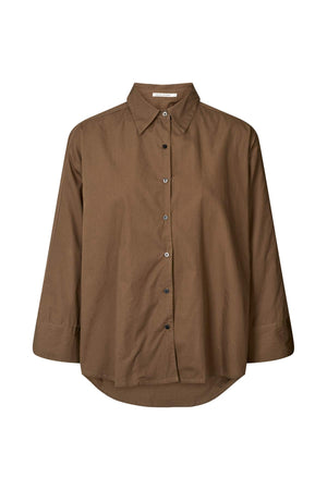 Chloe - Poplin full shirt I Dark brown